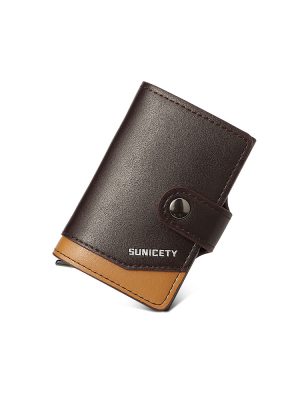Billetera desplegable con bloqueo RFID- Marrón