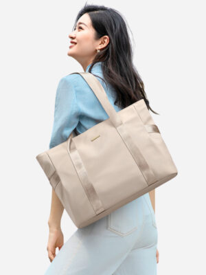 Tote Atenea con portalaptop hasta 14"-Beige